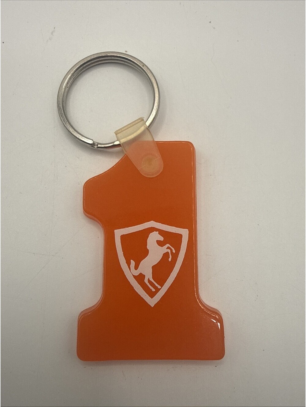 Vintage Orange Rubber Ferrari Car Dealer Keychain